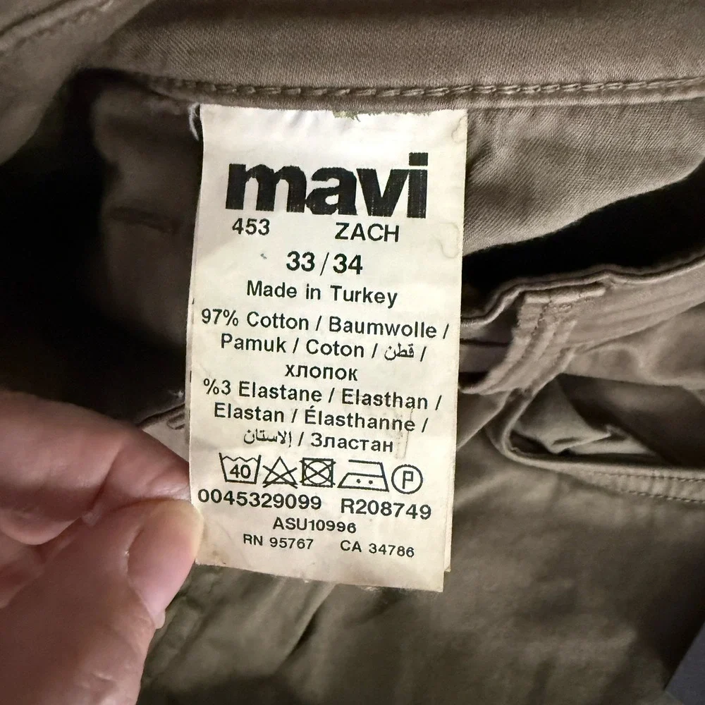 New Mavi Jeans Mens 33X34 Zach Morel Twill Straight Leg Stretch 5-Pockets Preppy